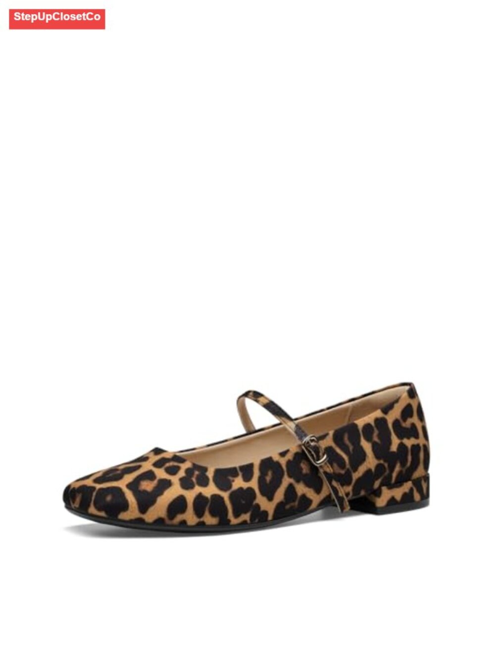 Women Square Toe Mary Jane Ballet Flats Adjustable Buckle Cushioned Low Heel